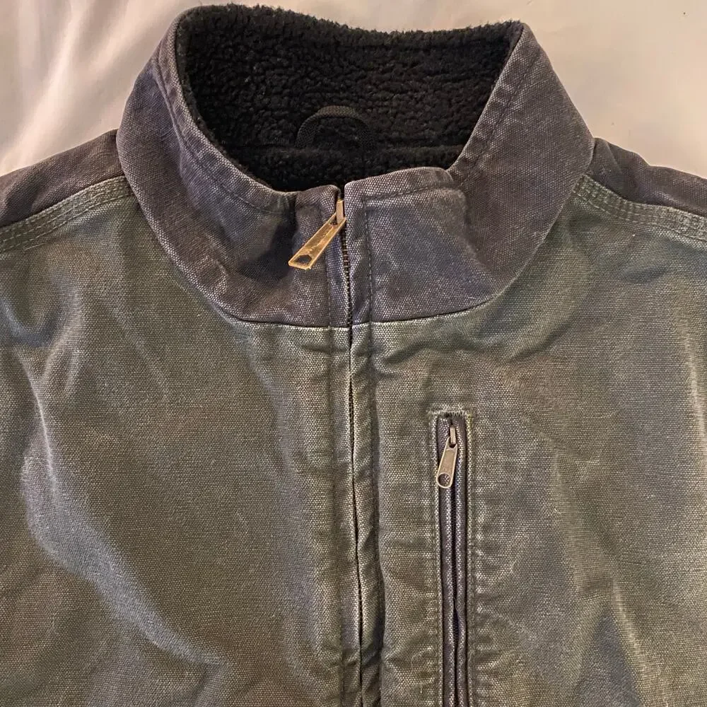 Carhartt Sandstone Sherpa Lined Two Toned Green Black Mock Neck Vest Large V33